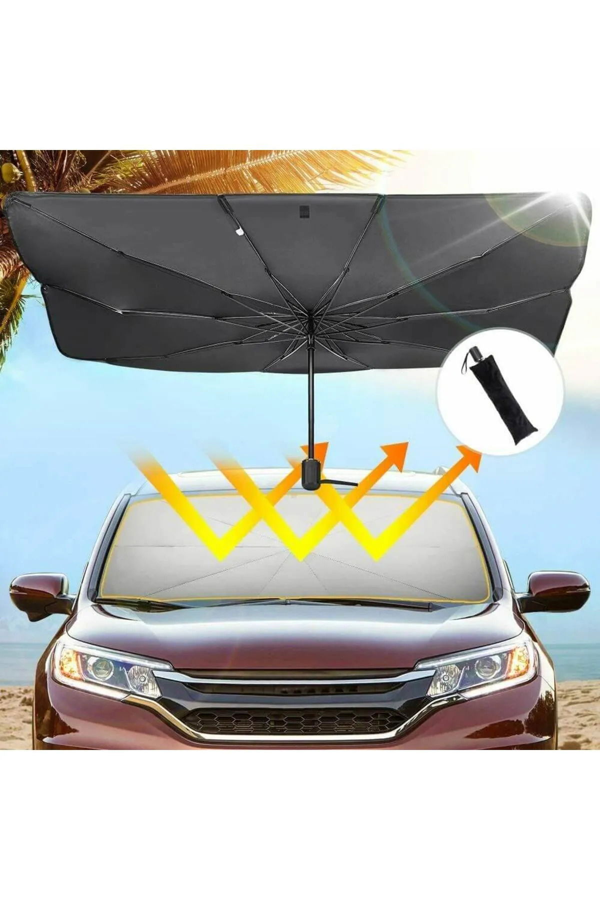 Car Umbrella Foldable Umbrella Sunshade Suitable for All Vehicles