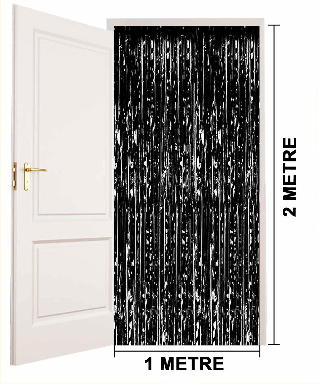 Black Color Extra Metalized Shiny Fringed Backdrop Curtain Imported A Quality 1x2 Meters