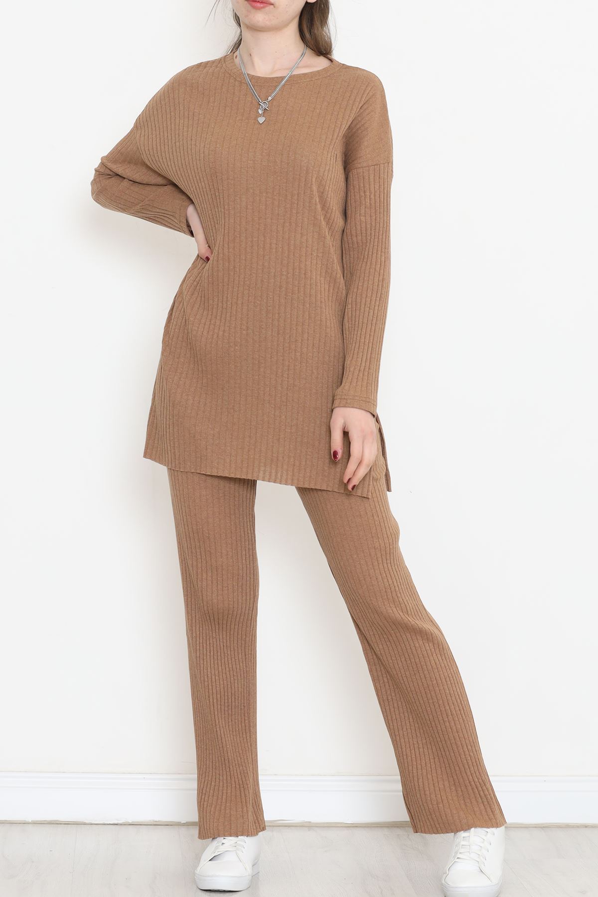 Long Sleeve Fitted Suit Camel