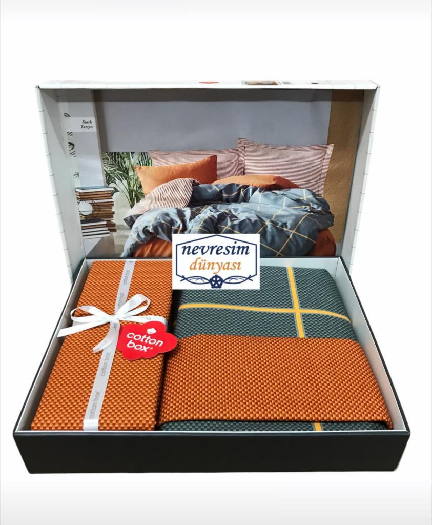 Modern Double Duvet Cover Set Stark Cinnamon