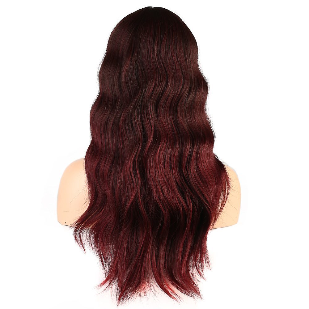 Kanekalon Fiber Synthetic Medium Wig with Wavy Special Bangs / Red Brown