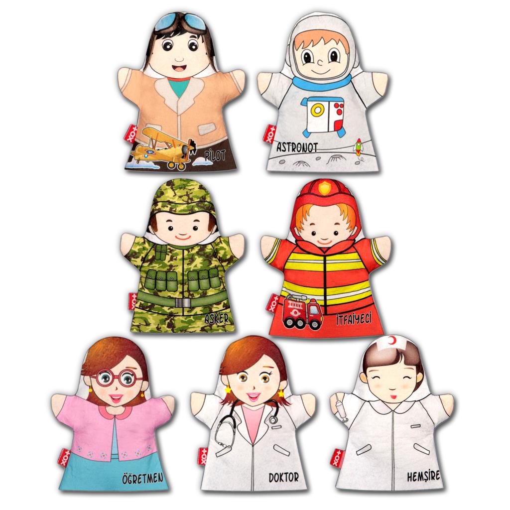 7 Piece Professions Hand Puppet Set , Educational Toy