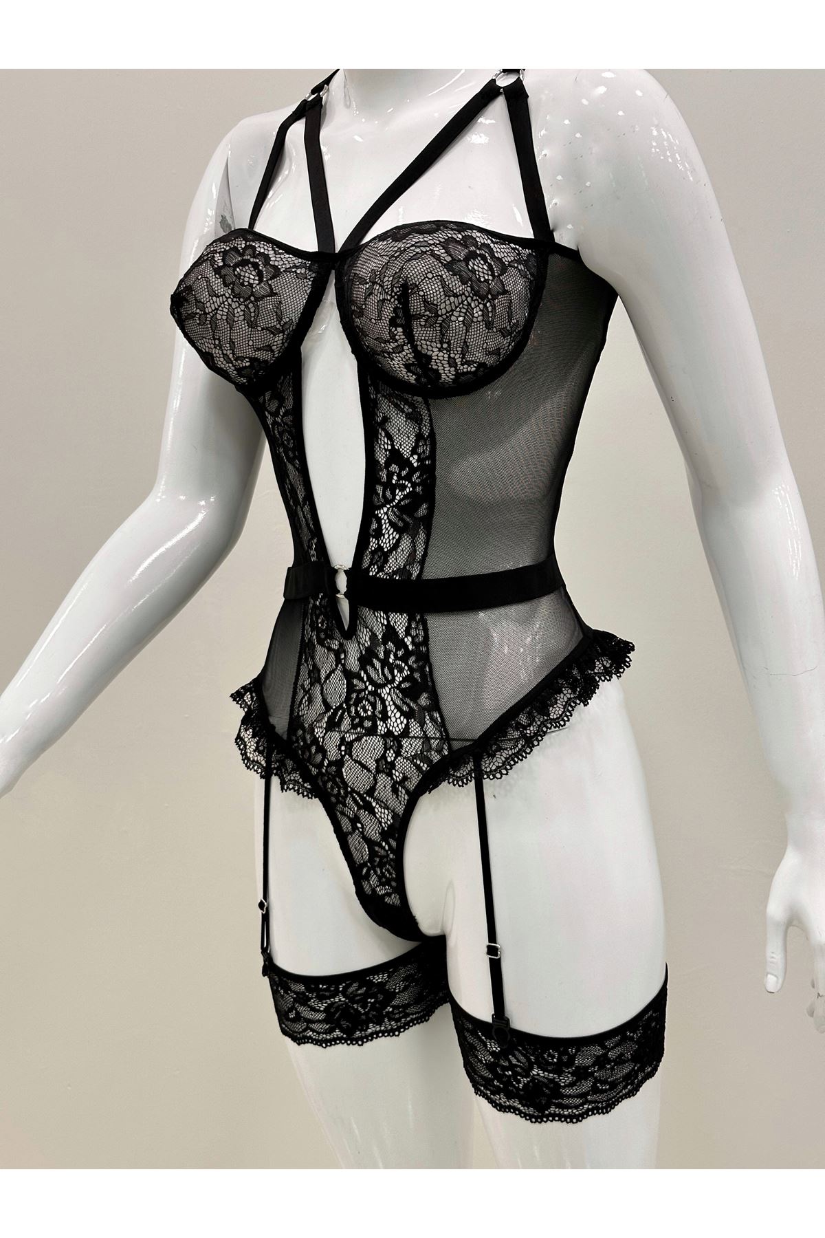 Aphrodite Black Sexy Garter Set -1050