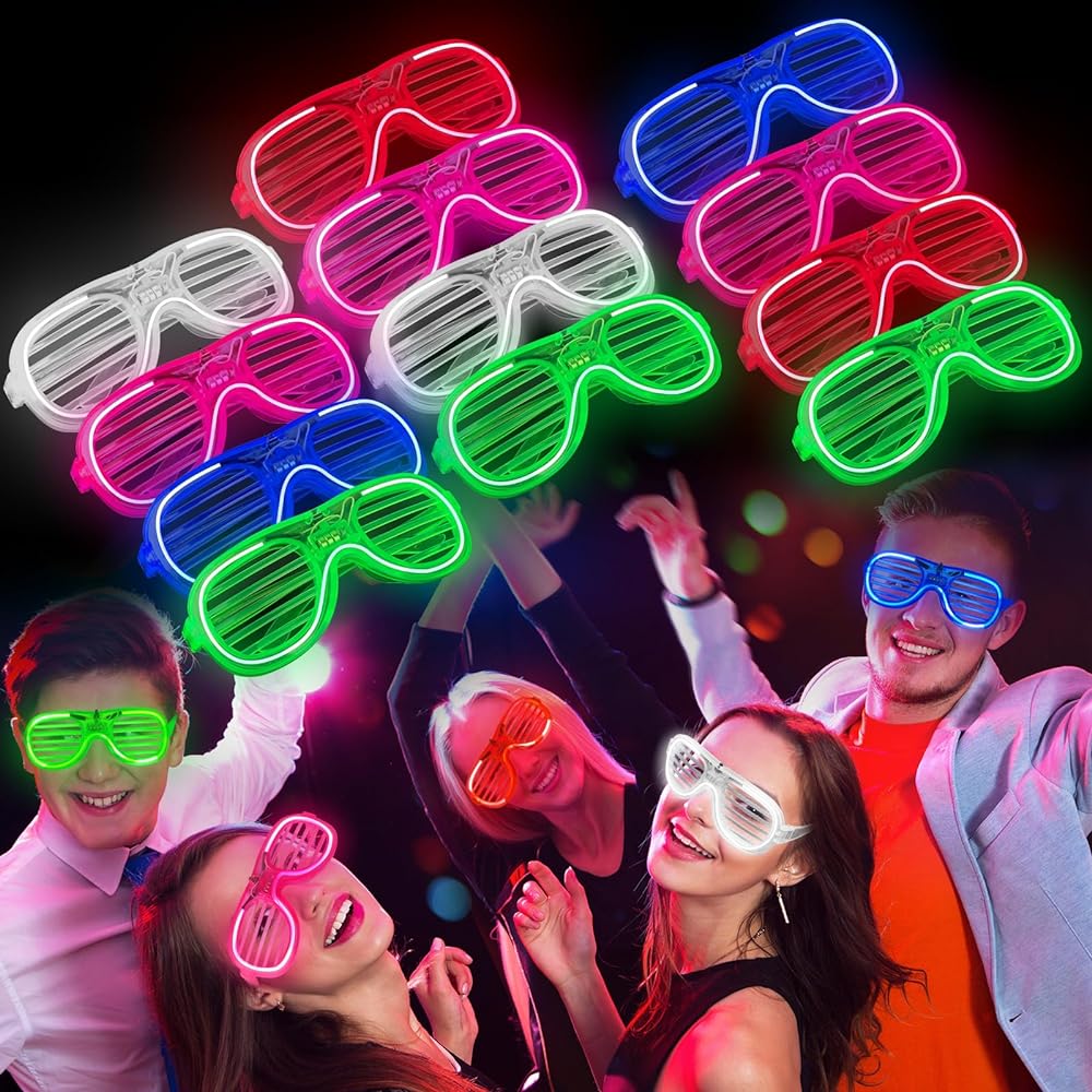 Glow Model 3 Different Functional Lighted Blinds Party Glasses Mixed Color 12 Pcs