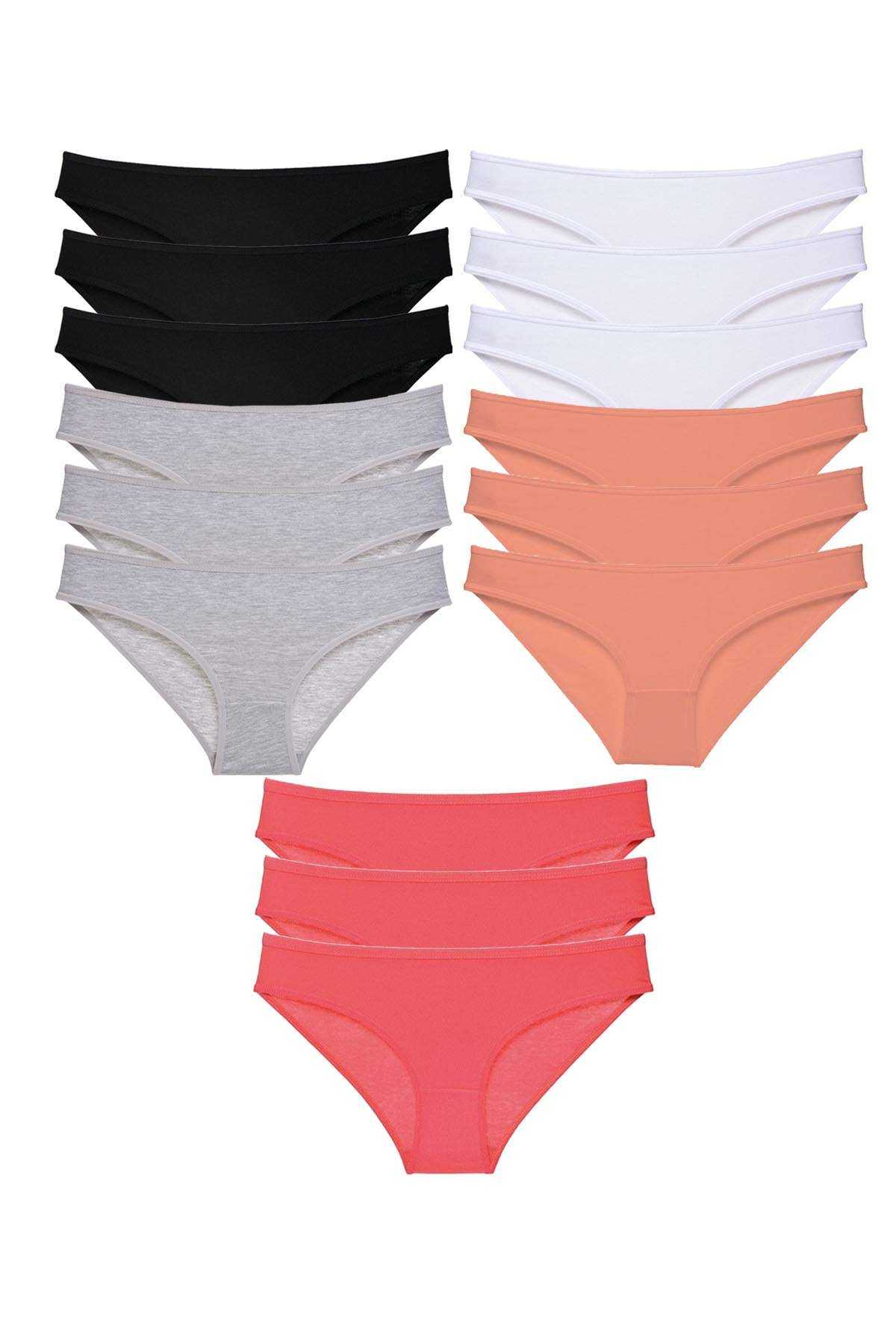 15pcs Super Eco Set Lycra Women Slip Panties Black Skin Gray White Fuchsia