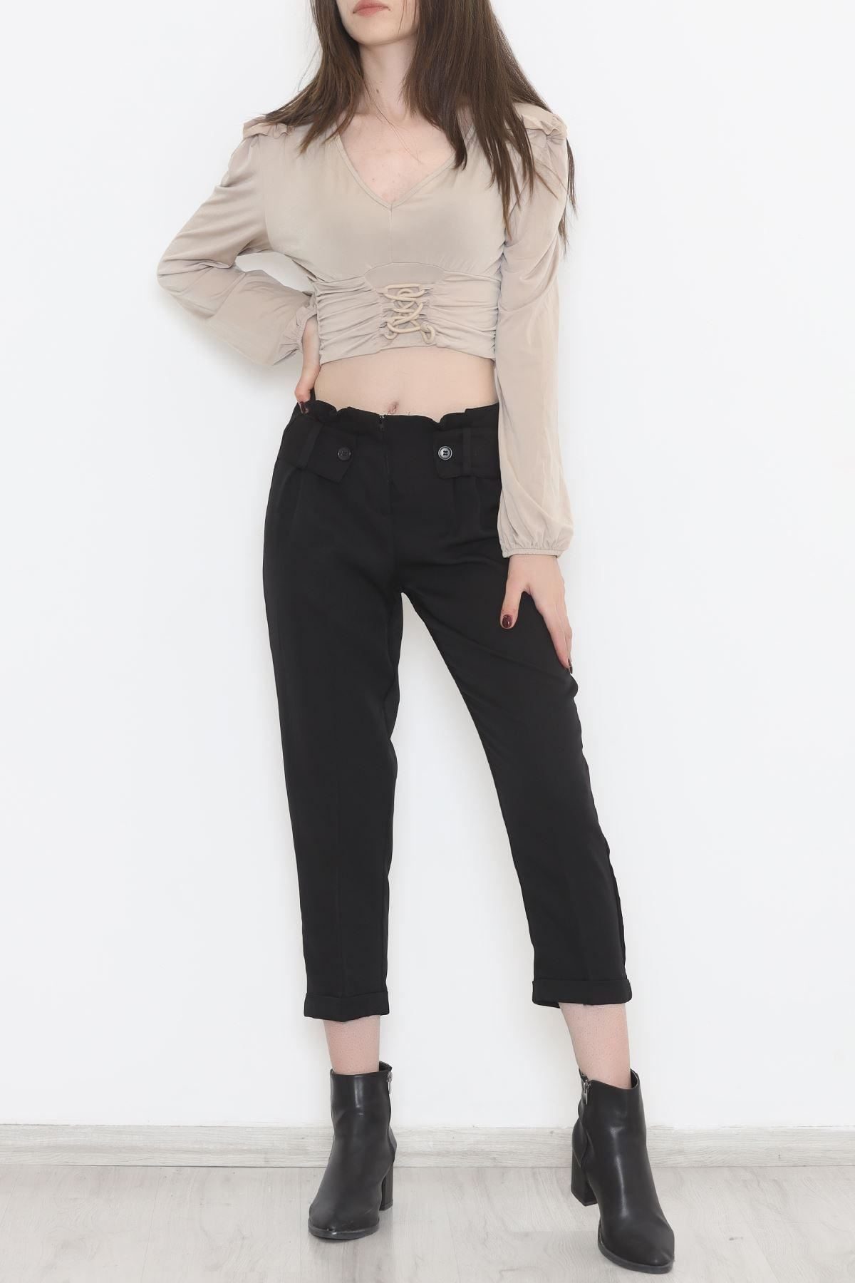 Belt Look Pants Black