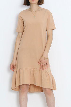 Ruffled Dress Beige