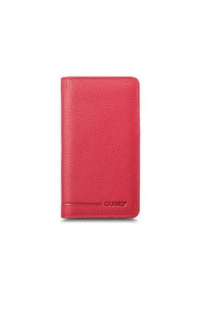 Red Leather Unisex Wallet with Phone Port