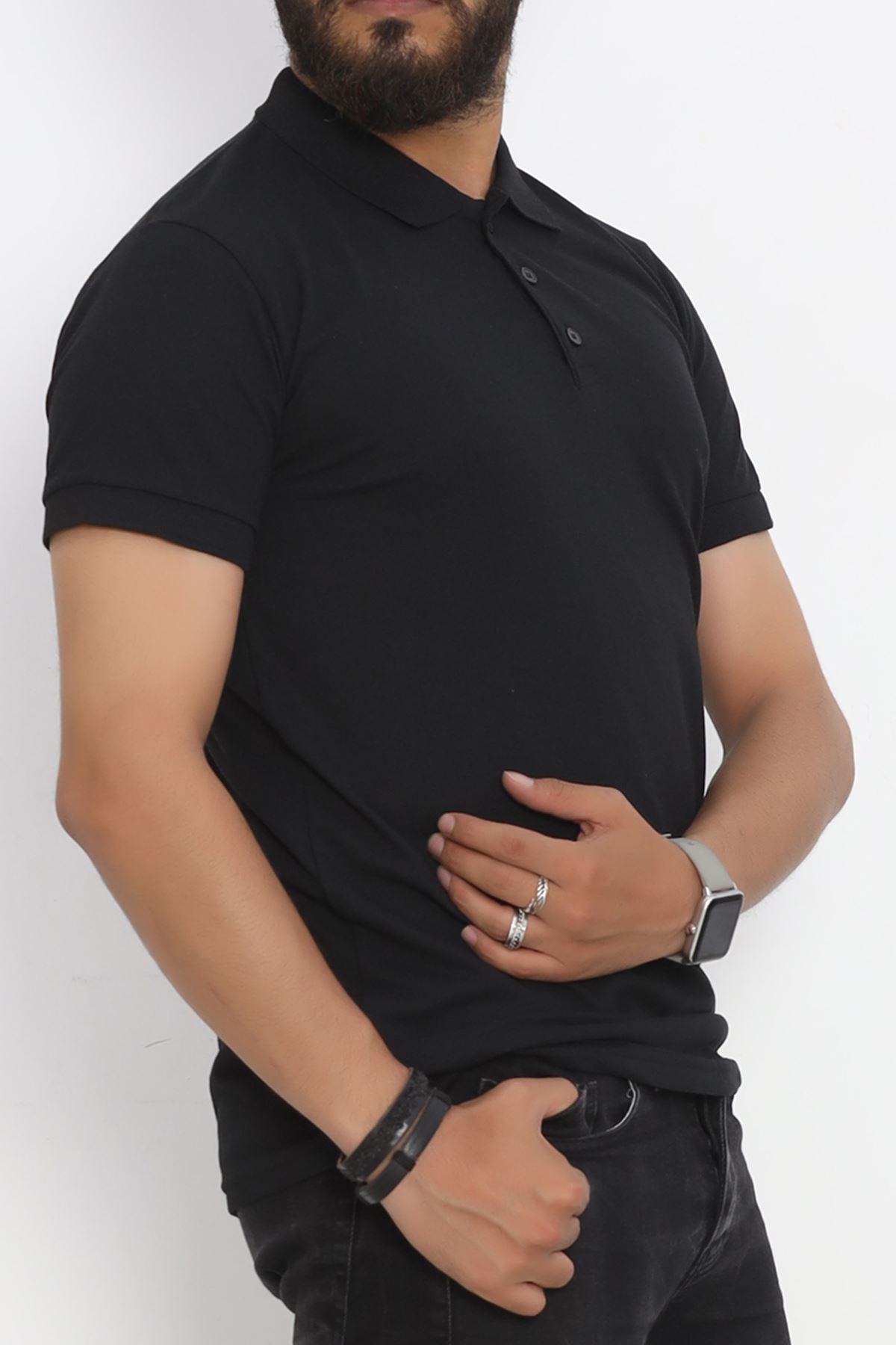 Polo Collar T-Shirt Black