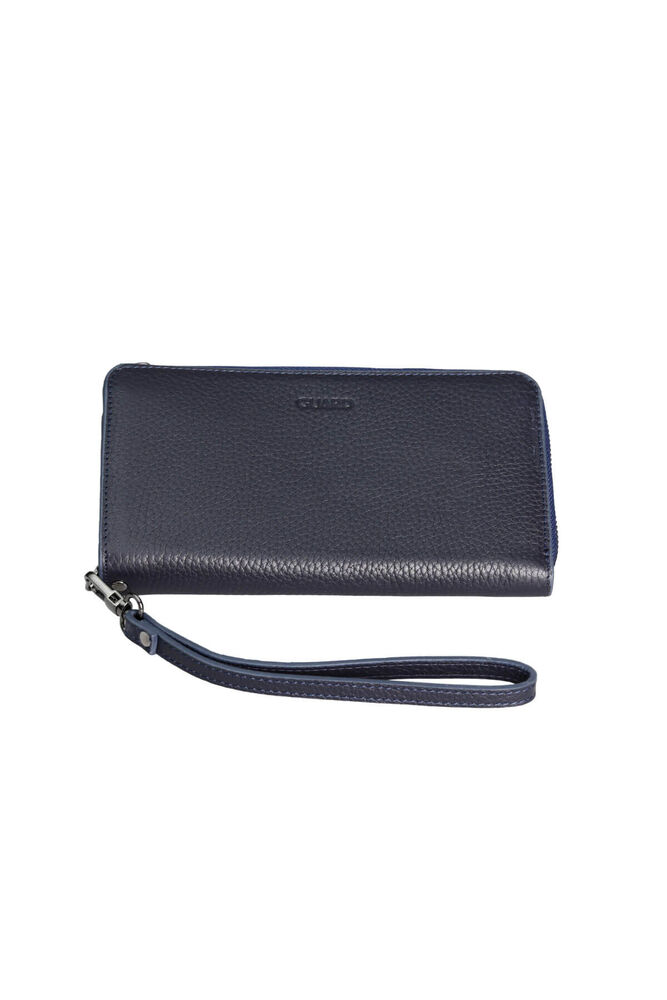 Navy Blue Multifunctional Genuine Leather Wallet and Handbag