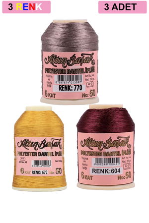 3 Pieces Altinbasak Oya and Lace Floss 20 gr - Turk - No: 672 - 604 - 770