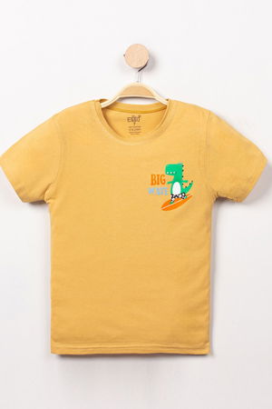 3-7 Years Printed Kids T-Shirt Mustard