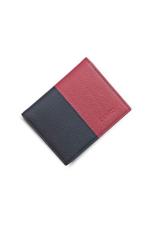 Matte Navy Blue/Red Leather Men's Wallet