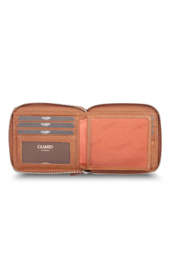 Retro Zippered Leather Tan Wallet