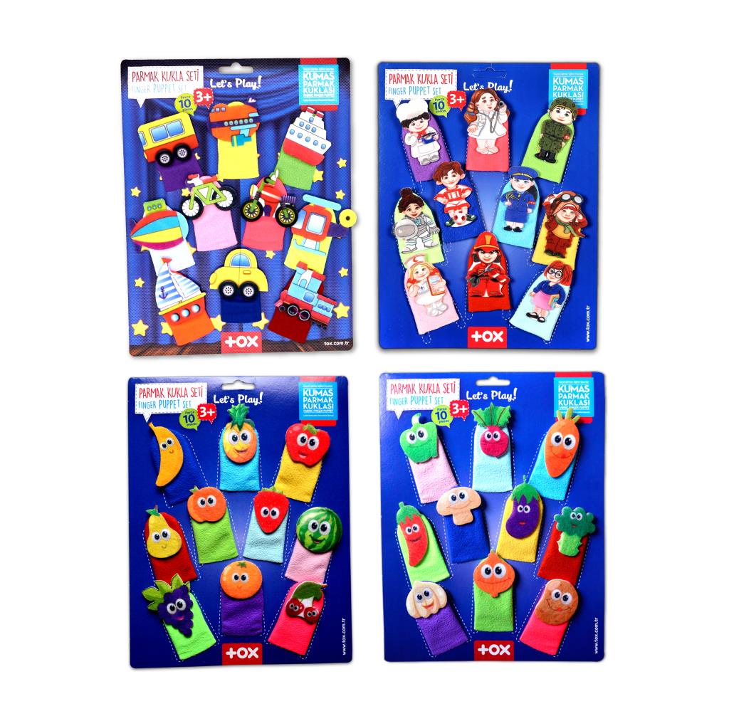 4 Set - 40 Pieces Fruits, Vegetables, Professions and Vehicles Finger Puppet