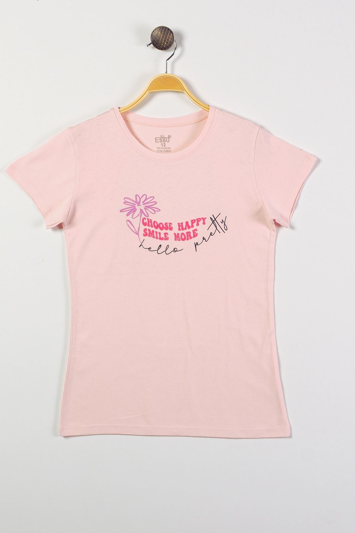 8-12 Years Printed Kids T-Shirt Pink