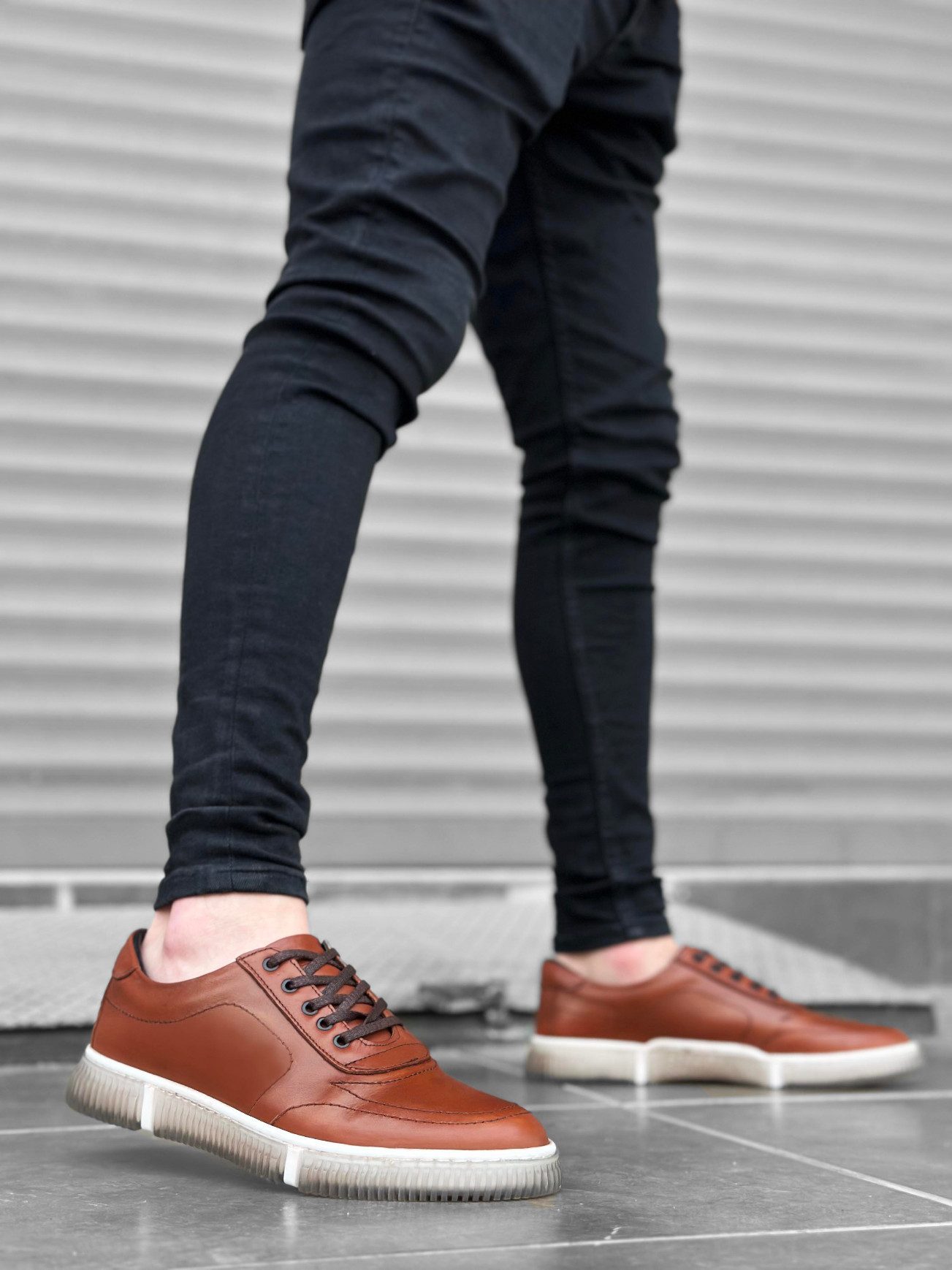 Inside Out Genuine Leather Lace-up Tan Classic Men's Shoes