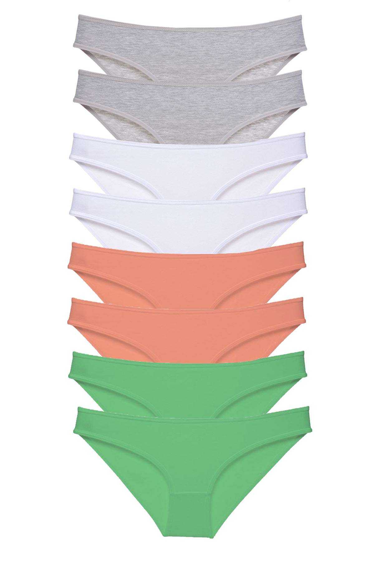 8pcs Super Eco Set Lycra Women Slip Panties Gray White Powder Green