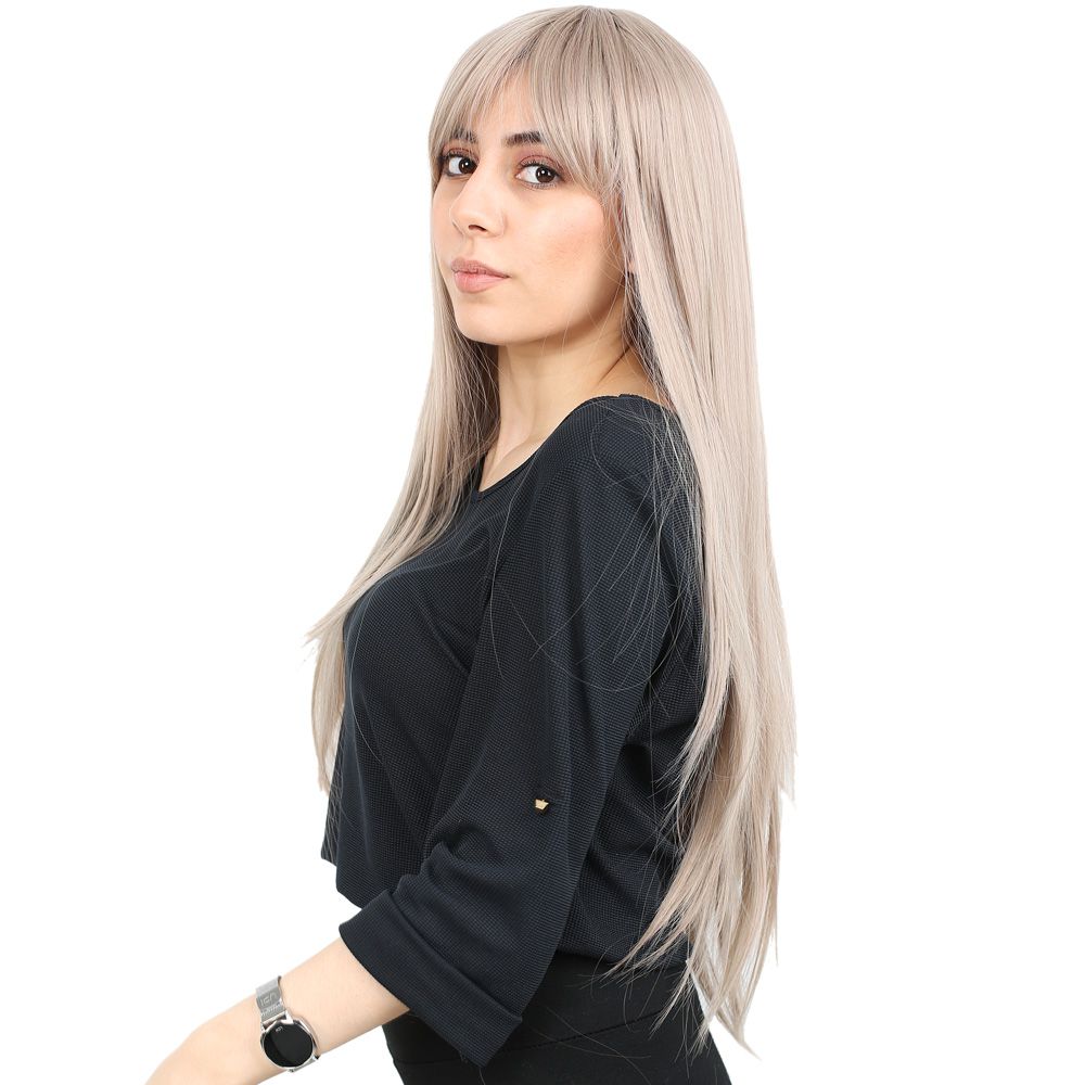 Kanekalon Fiber Synthetic Long Straight Bangs Wig / Ashy Baby Yellow