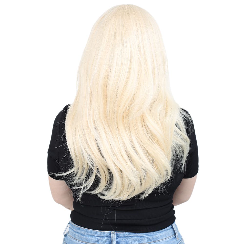 Kanekalon Fiber Synthetic Medium Straight Wig without bangs / Platinum