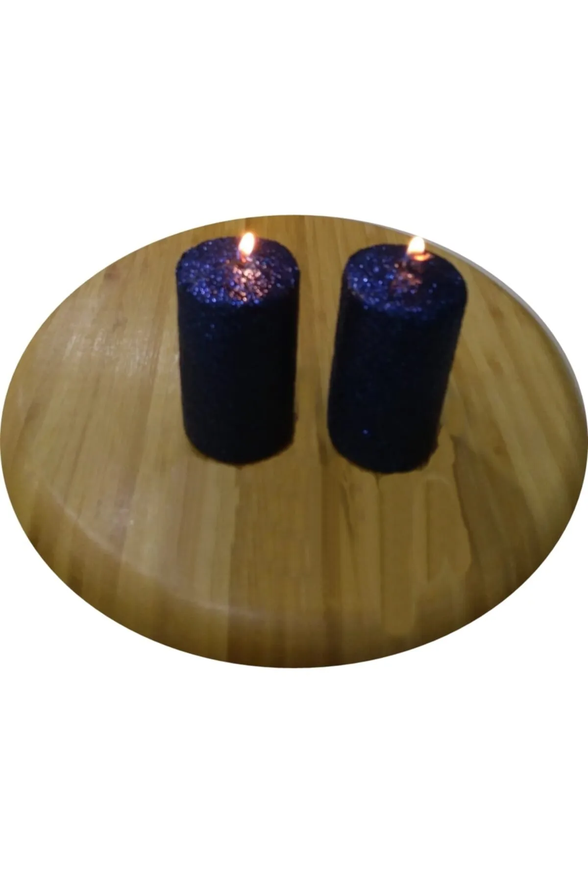 2-Piece Cylinder Glitter Candle Turk-G220