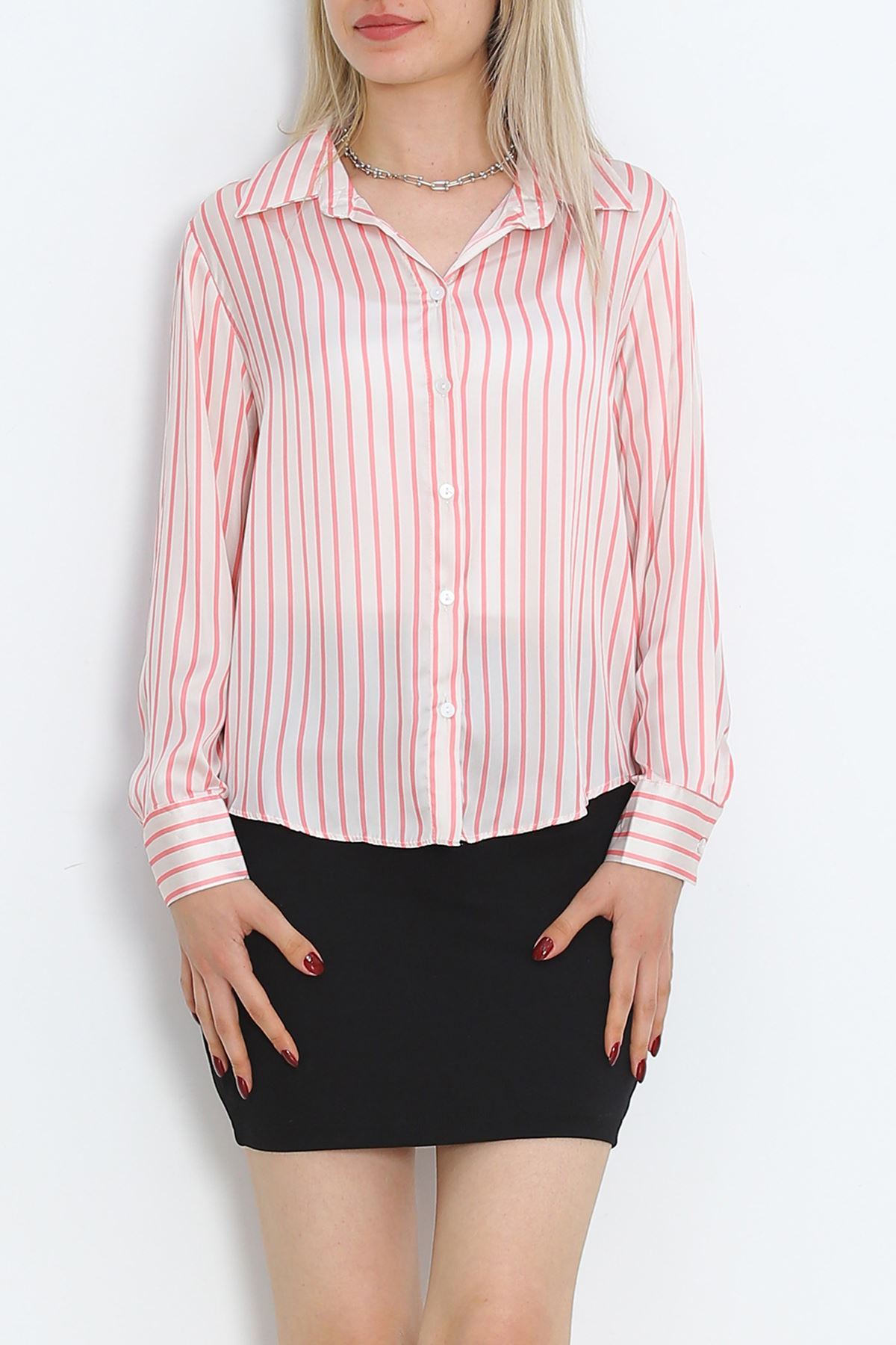 Striped Satin Shirt Pink Striped