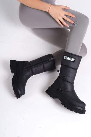 CLZ948 Rubberized Zipper Waterproof and Cold Resistant Parachute Fabric Skin Women's Boots ST Black