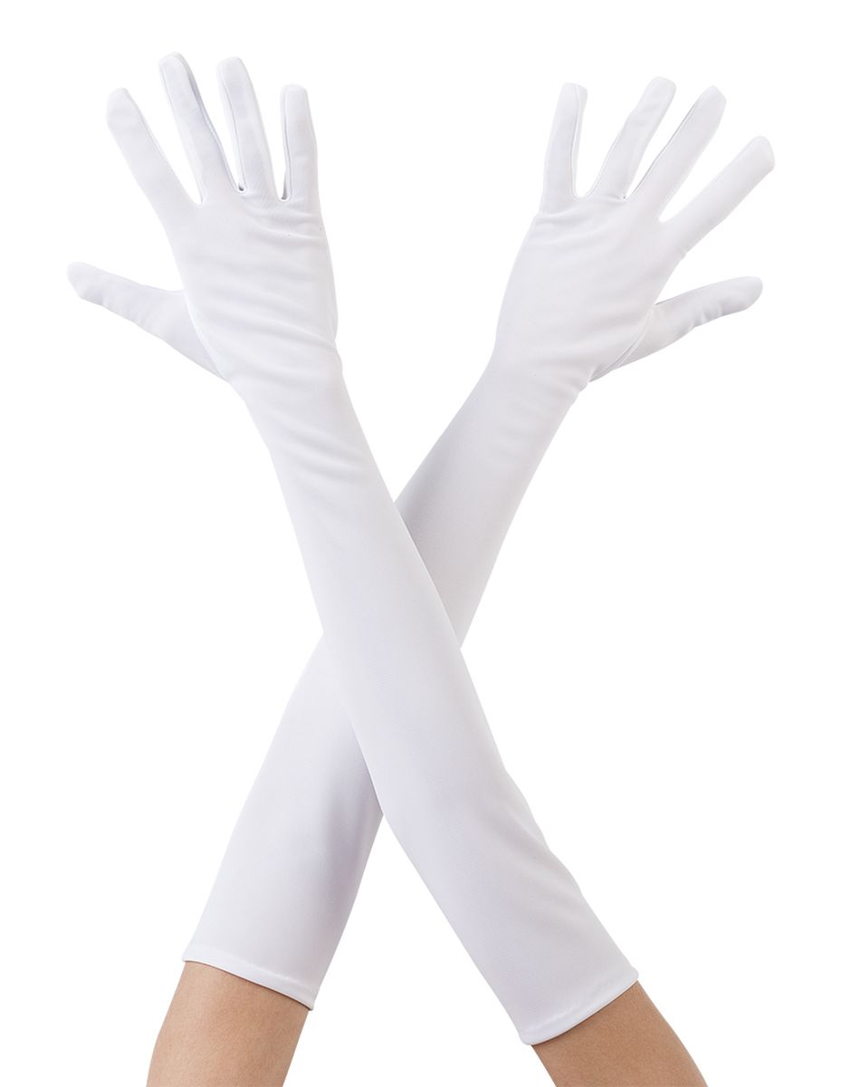 White Color Long Fabric Gloves Up To Elbow 40 cm