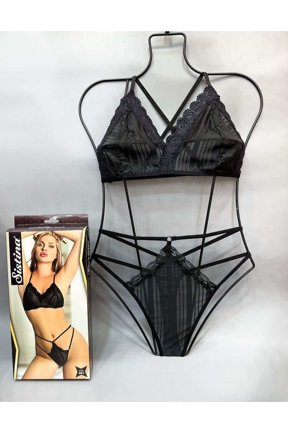 Black Bralet Bra Set