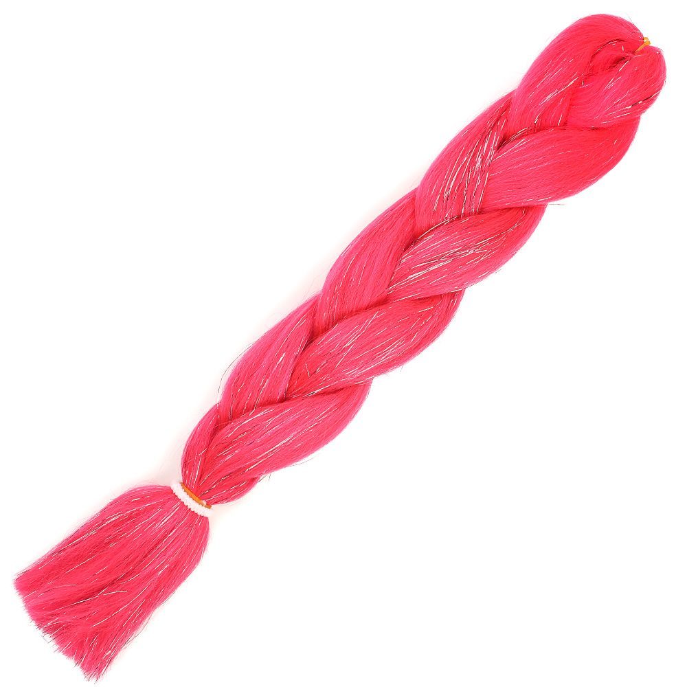 Silvery Dark Pink Braided Hair 100 Gr.