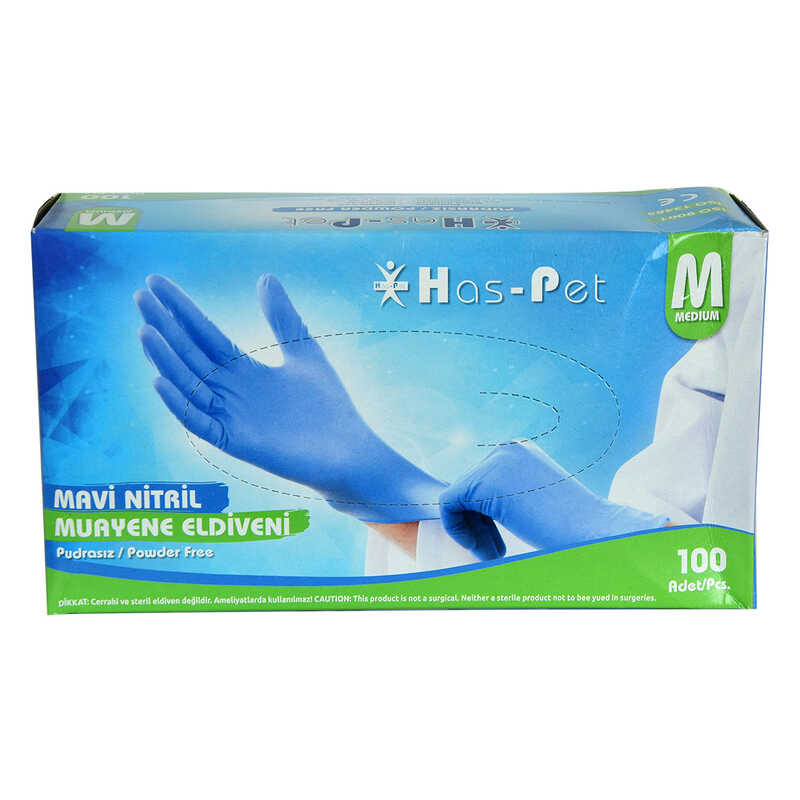 Powder Free Blue Nitrile Gloves Medium (M) 100 Pack