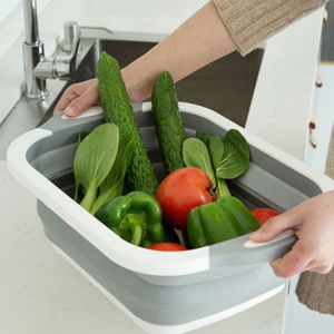 Folding Chopping Board - Vegetable Washing Bowl Basin with Drain