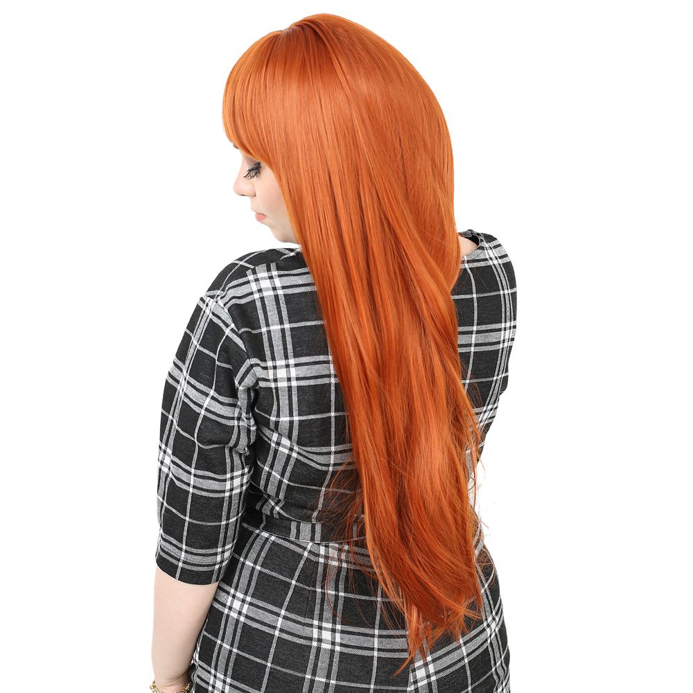 Kanekalon Fiber Synthetic Long Straight Bangs Wig / Copper