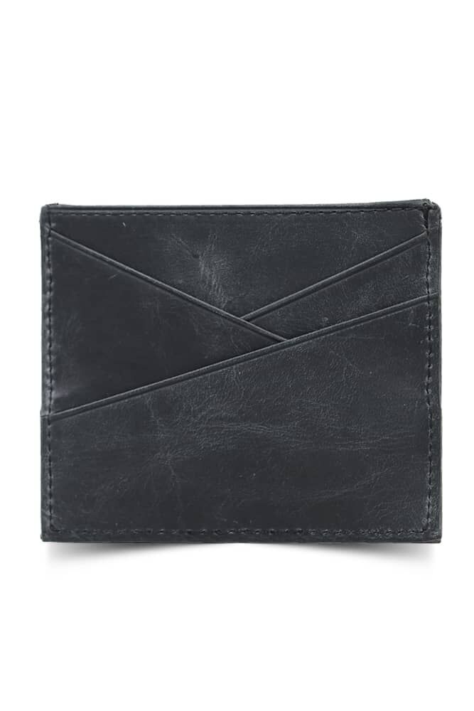 Antique Black Leather Card Holder