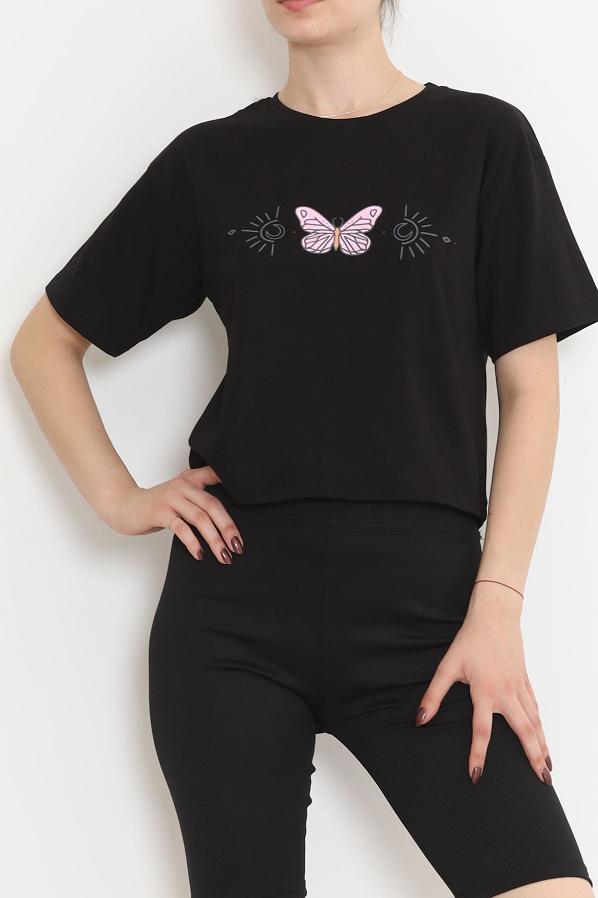 Printed Crop T-Shirt Black