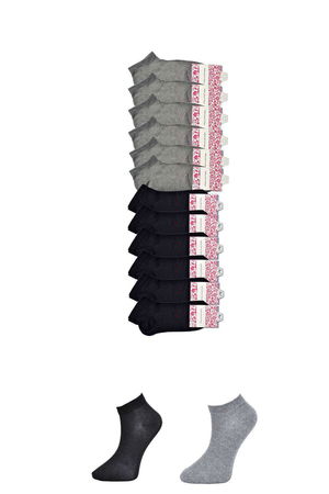 Black and Gray Women's Ankle Socks 12 pairs