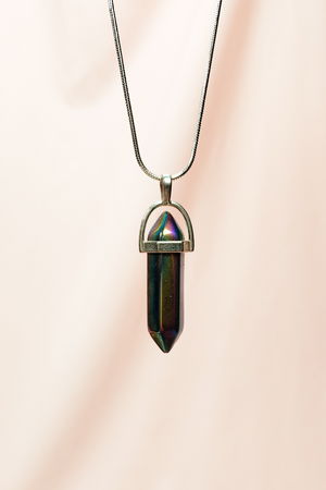 Hematite Natural Stone Chain Necklace with Handmade Design Pendant: 3.5 cm Chain: 20 cm Boxed