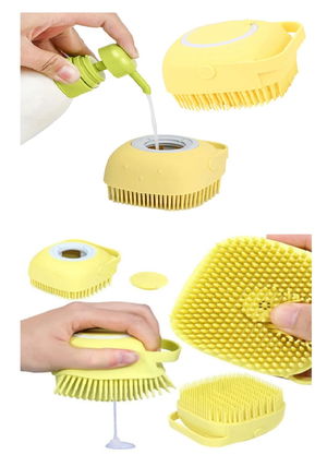 Multipurpose Pouch Brush Shampoo-Detergent Reservoir Silicone Shower -Pet-Kitchen Brush