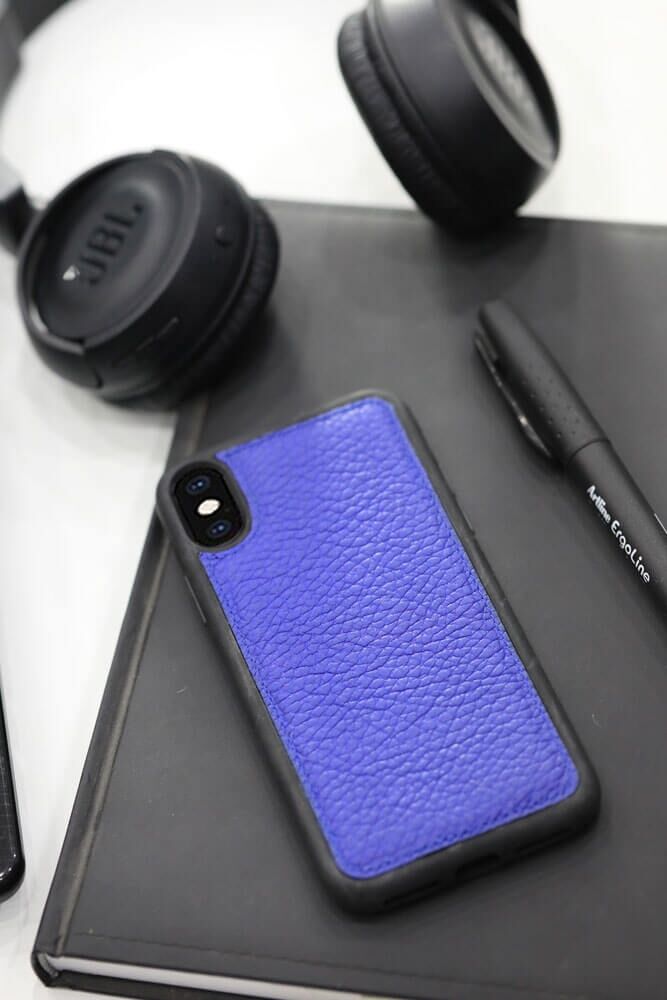 Navy Blue Leather iPhone X / XS Case