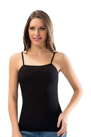 Women's Black Tank Top with Straps 6091