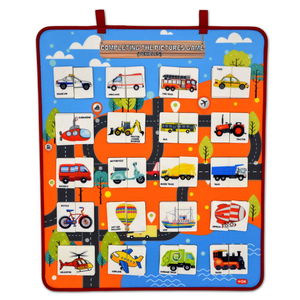 English Part-Whole Vehicles Matching Game Felt Velcro Wall Board