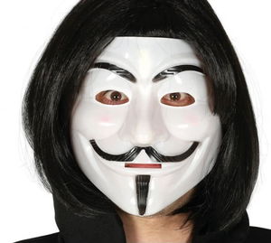 Black Color Fake Short Hair and V For Vendetta Mask Anonymous Mask