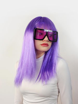 Lilac Color Long Straight Party Wig