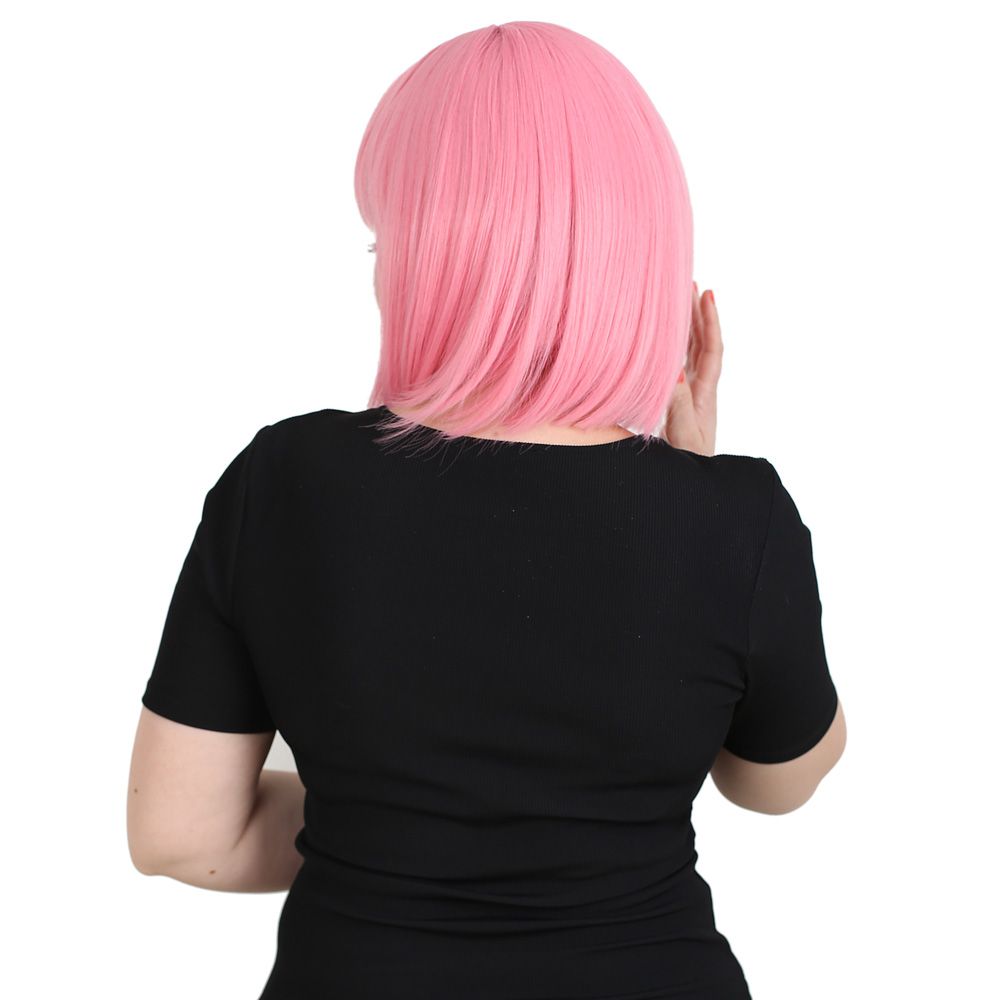 Kanekalon Fiber Synthetic Wig with Blunt Bangs / Candy Pink