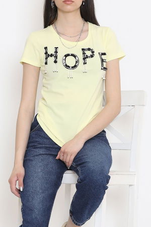 T-shirt with Sparkling Tassels Yellow