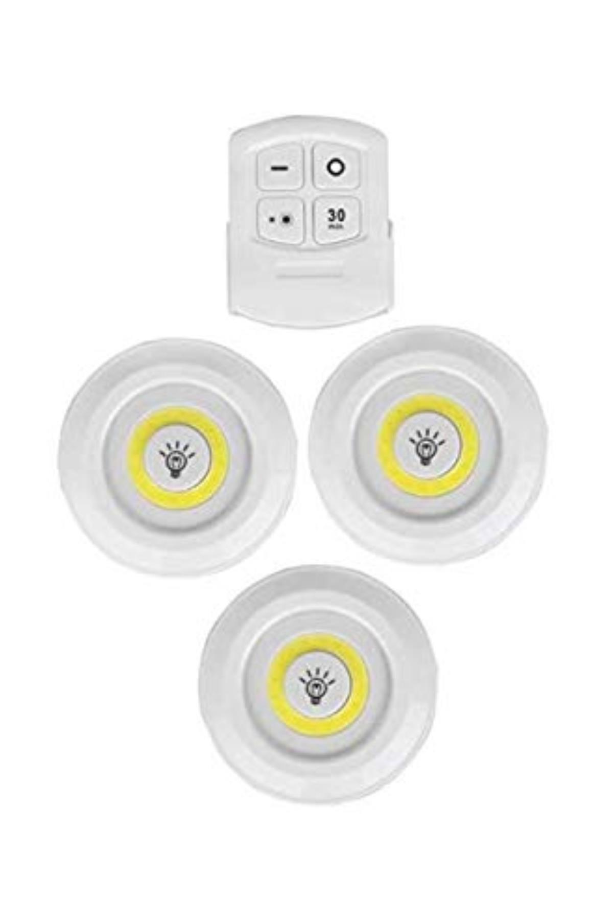 3-Light Remote Control Adhesive Wireless Led Spotlights with Adhesive