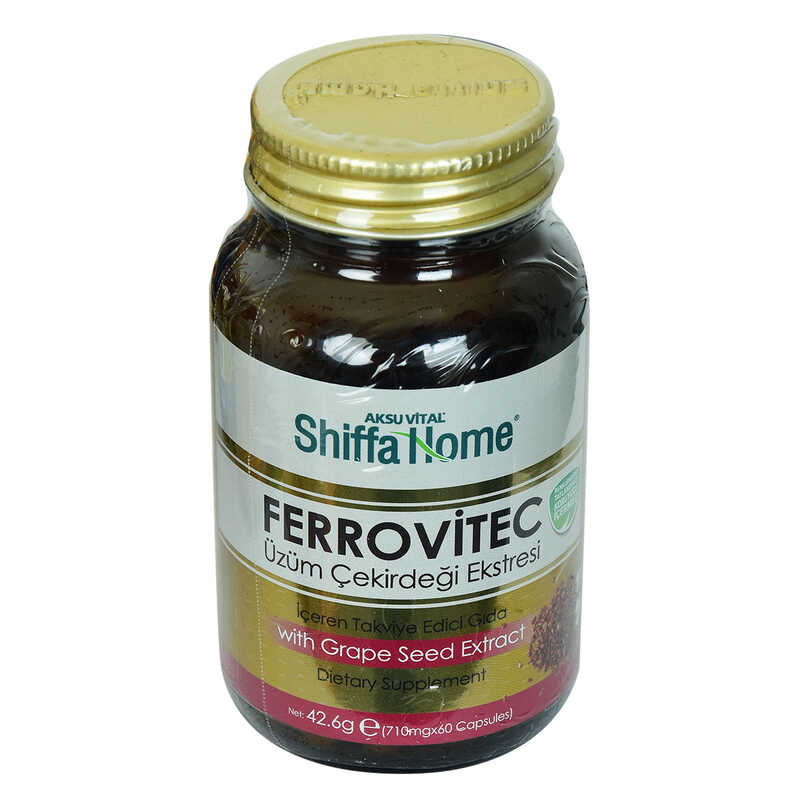 Shiffa Home Ferrovitec Grape Seed Extract Dietary Supplement 710 Mg x 60 Capsules