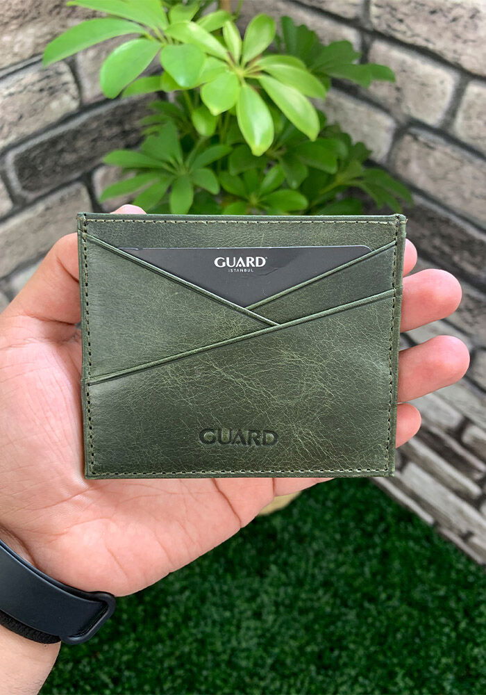 Antique Green Genuine Leather Card Holder