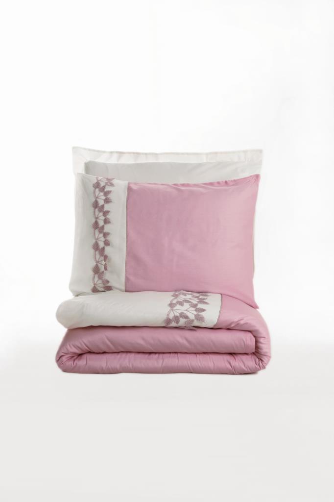 Embroidered Double Satin Duvet Cover Niobe Pink