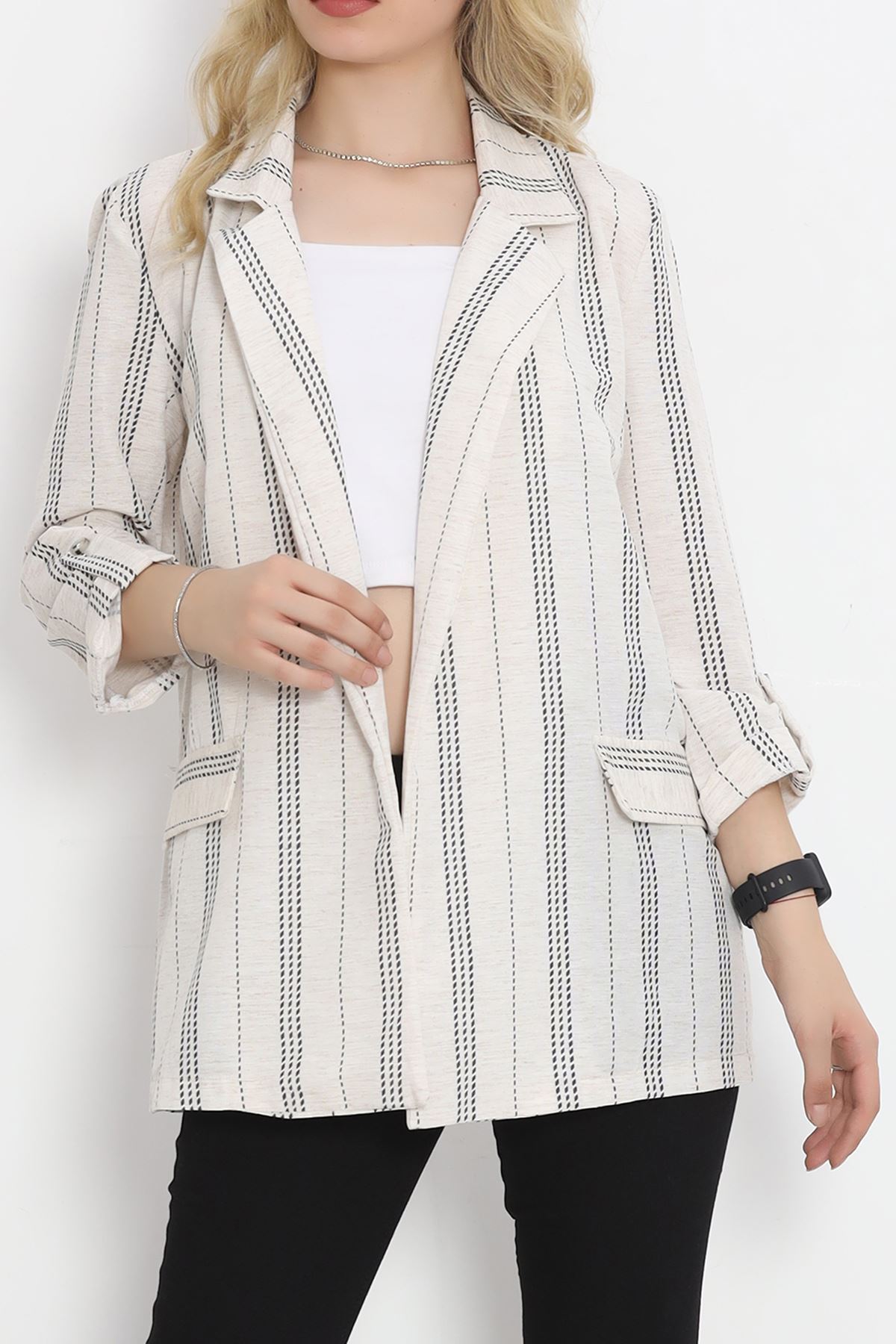 Linen Striped Jacket Eco-green